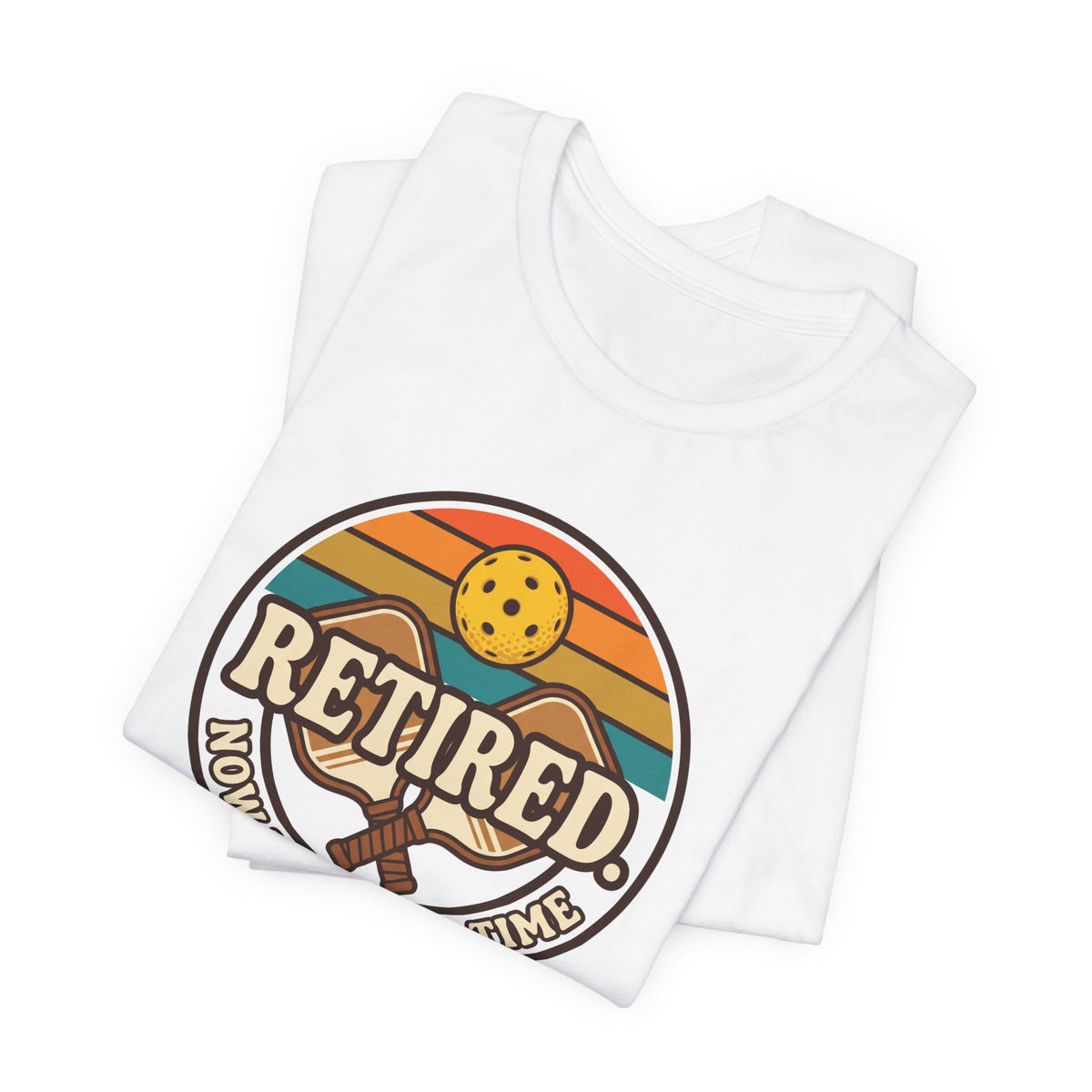 Retired Now I Dink Full Time Pickleball Shirt, Retro Sunset Badge Tee, Funny Pickleball Retirement Gift for Players
