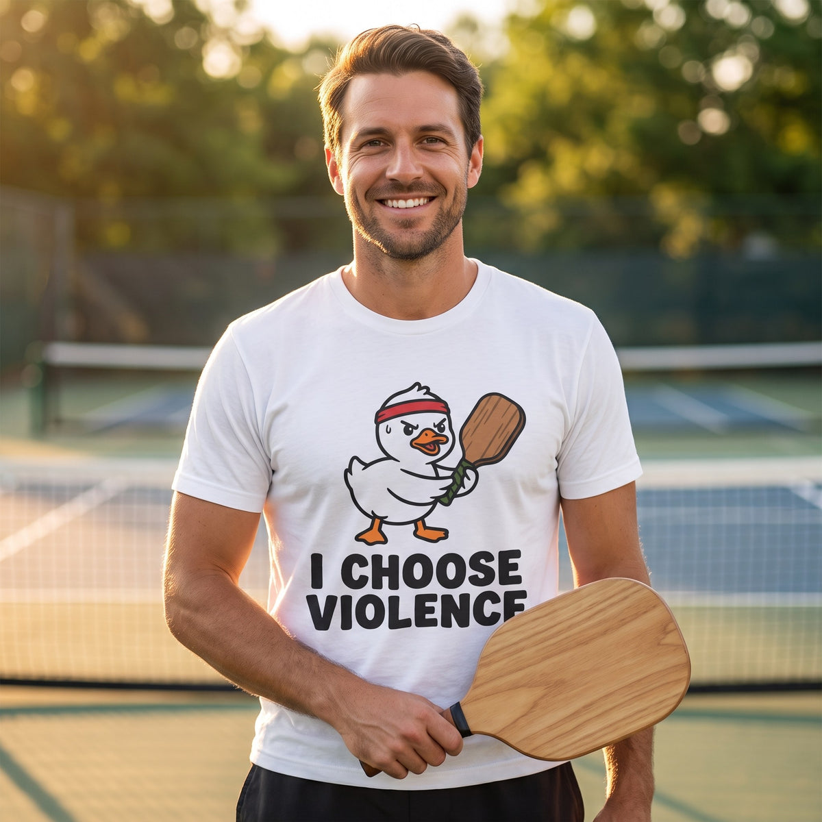 I Choose Violence Duck Pickleball Shirt, Funny Angry Duck Paddle Tee, Pickleball Gift for Competitive Players