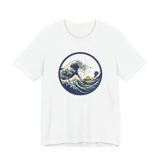Great Wave Pickleball Shirt, Japanese Woodblock Art Tee, Vintage Wave with Pickleballs, Artsy Pickleball Gift