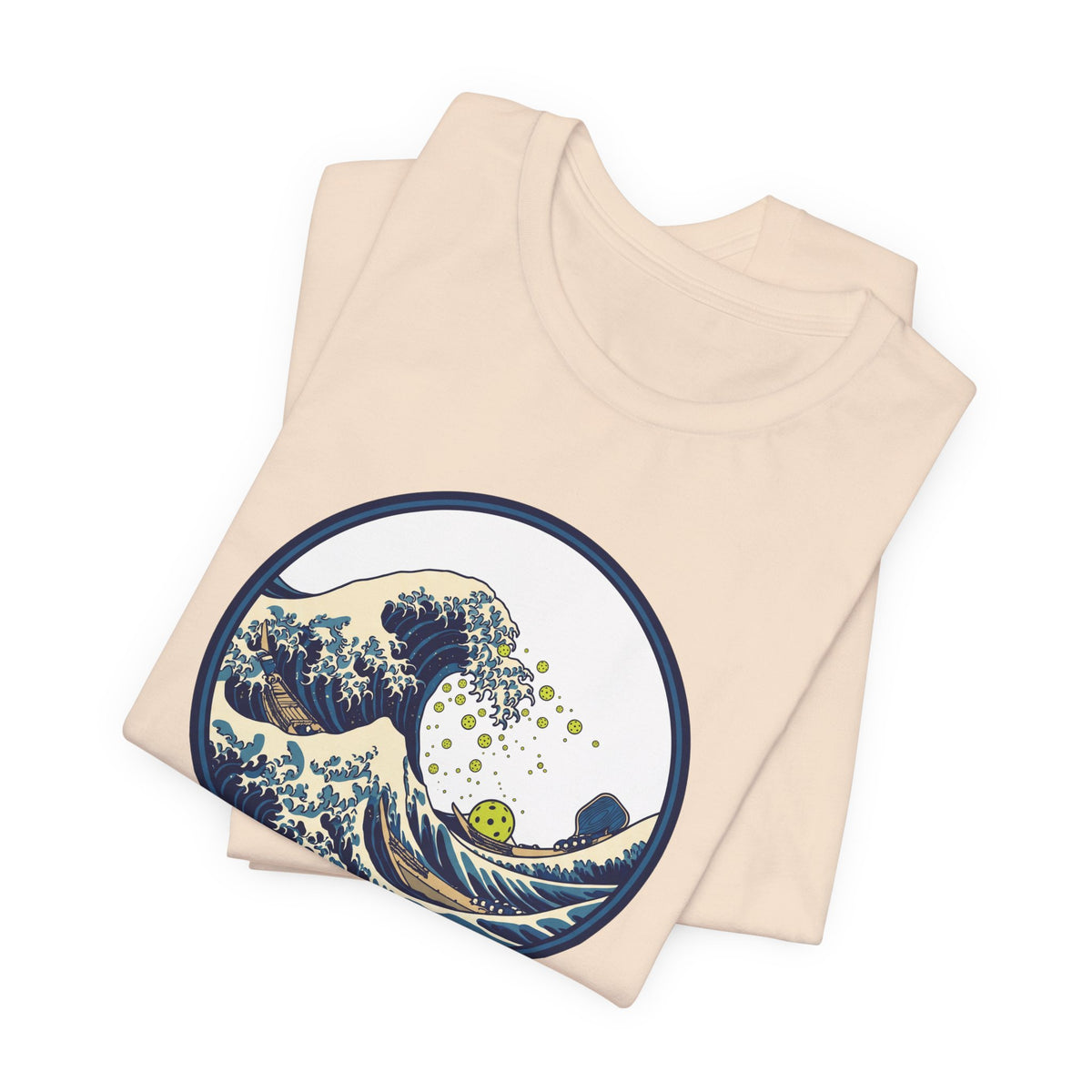 Great Wave Pickleball Shirt, Japanese Woodblock Art Tee, Vintage Wave with Pickleballs, Artsy Pickleball Gift