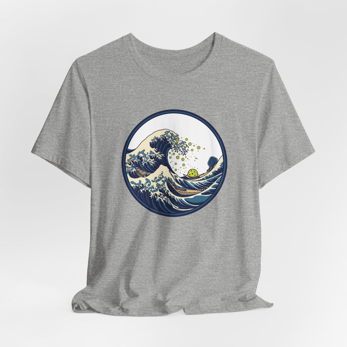 Great Wave Pickleball Shirt, Japanese Woodblock Art Tee, Vintage Wave with Pickleballs, Artsy Pickleball Gift