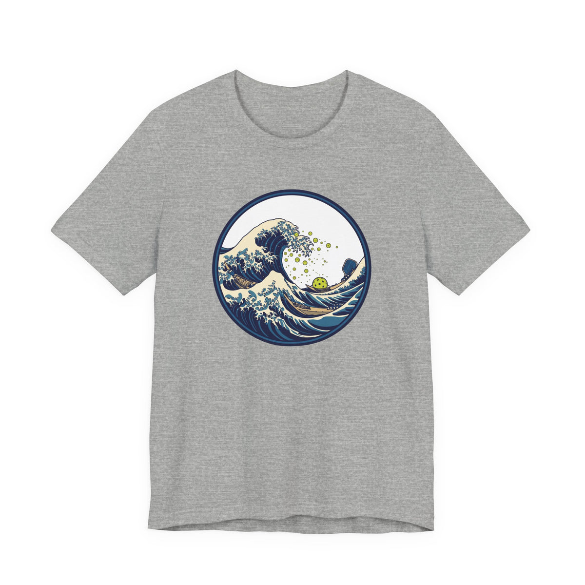 Great Wave Pickleball Shirt, Japanese Woodblock Art Tee, Vintage Wave with Pickleballs, Artsy Pickleball Gift