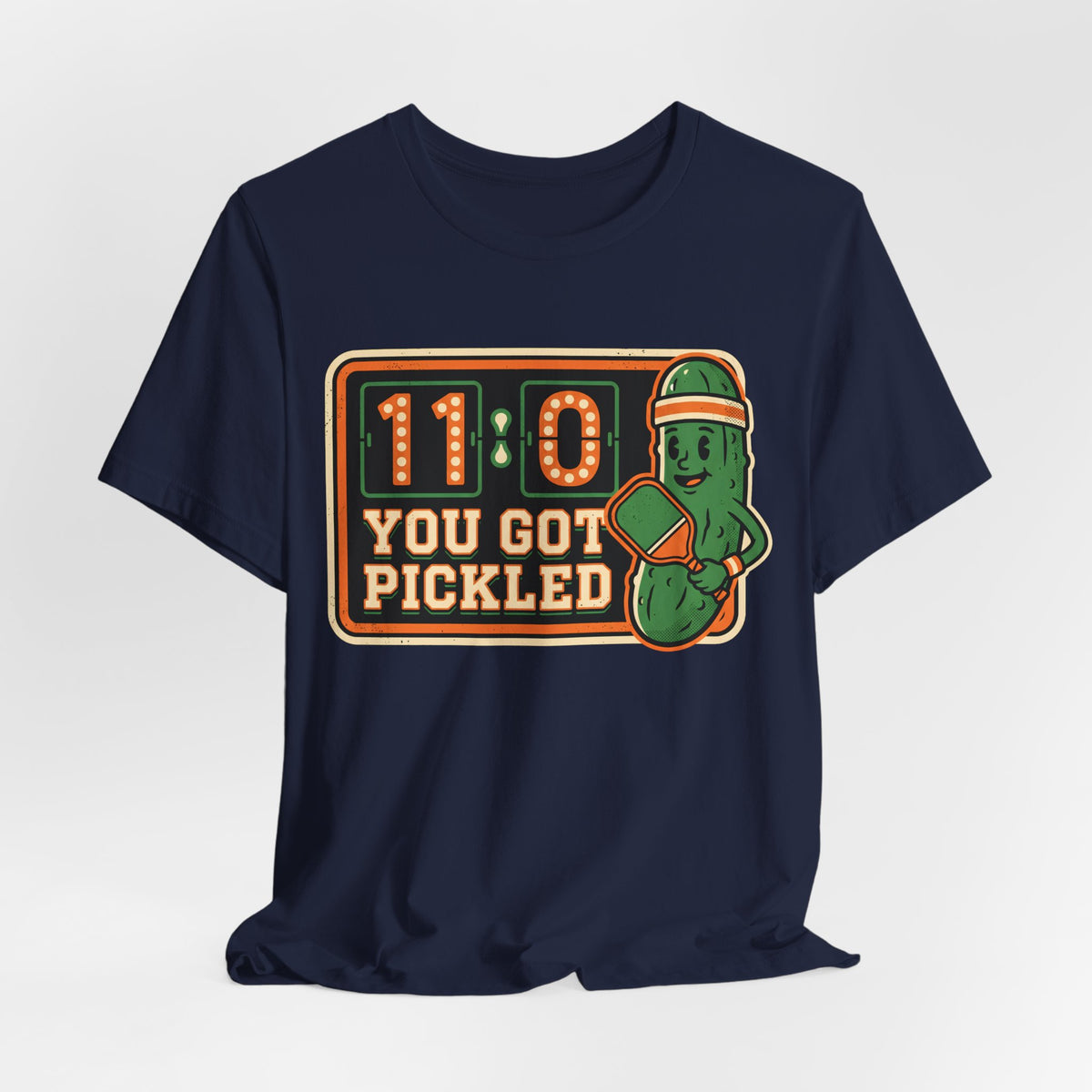 You Got Pickled 11-0 Pickleball Shirt, Funny Retro Scoreboard Tee with Pickle Mascot, Gift for Pickleball Players