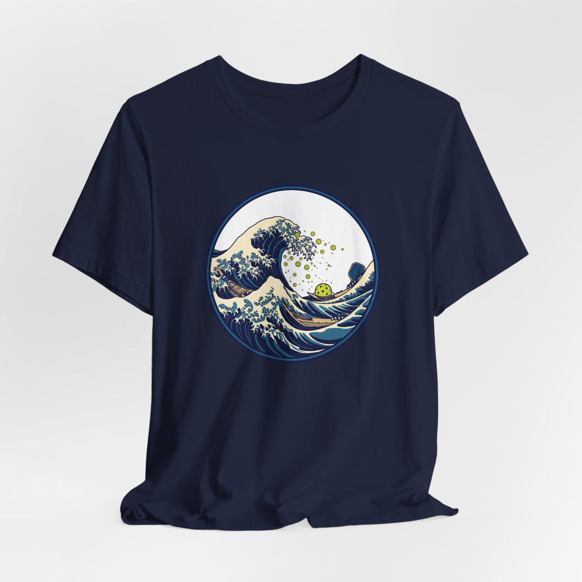 Great Wave Pickleball Shirt, Japanese Woodblock Art Tee, Vintage Wave with Pickleballs, Artsy Pickleball Gift