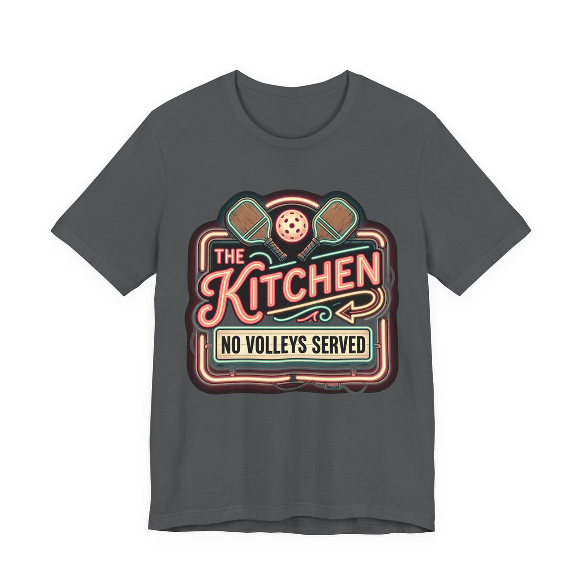 The Kitchen No Volleys Served Pickleball Shirt, Retro Neon Diner Sign Tee, Funny Kitchen Rule Gift for Players