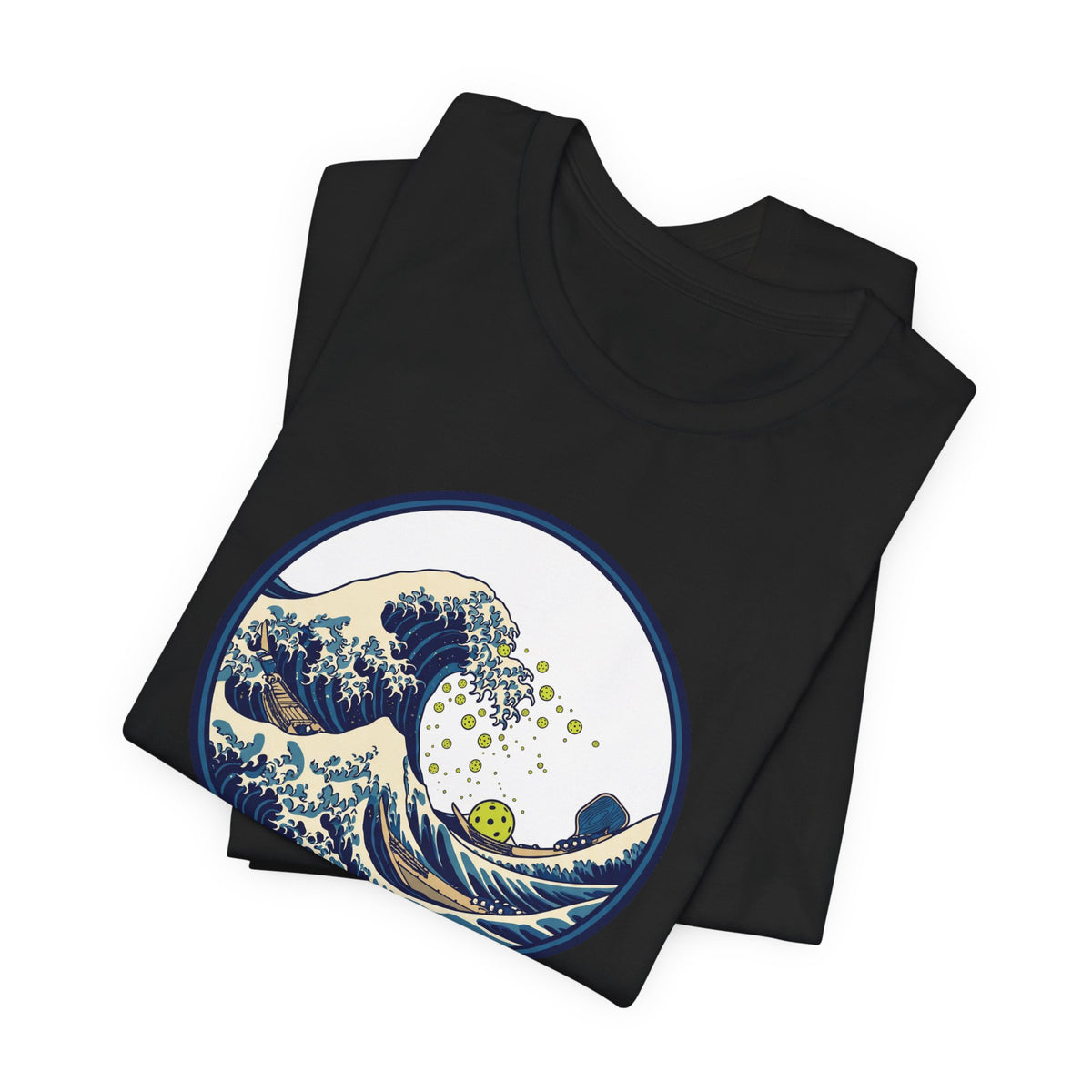 Great Wave Pickleball Shirt, Japanese Woodblock Art Tee, Vintage Wave with Pickleballs, Artsy Pickleball Gift