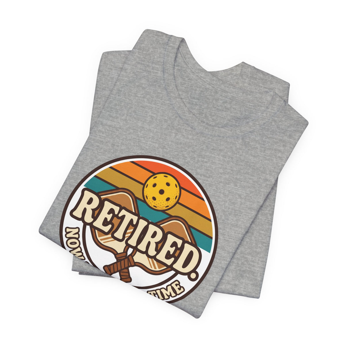 Retired Now I Dink Full Time Pickleball Shirt, Retro Sunset Badge Tee, Funny Pickleball Retirement Gift for Players