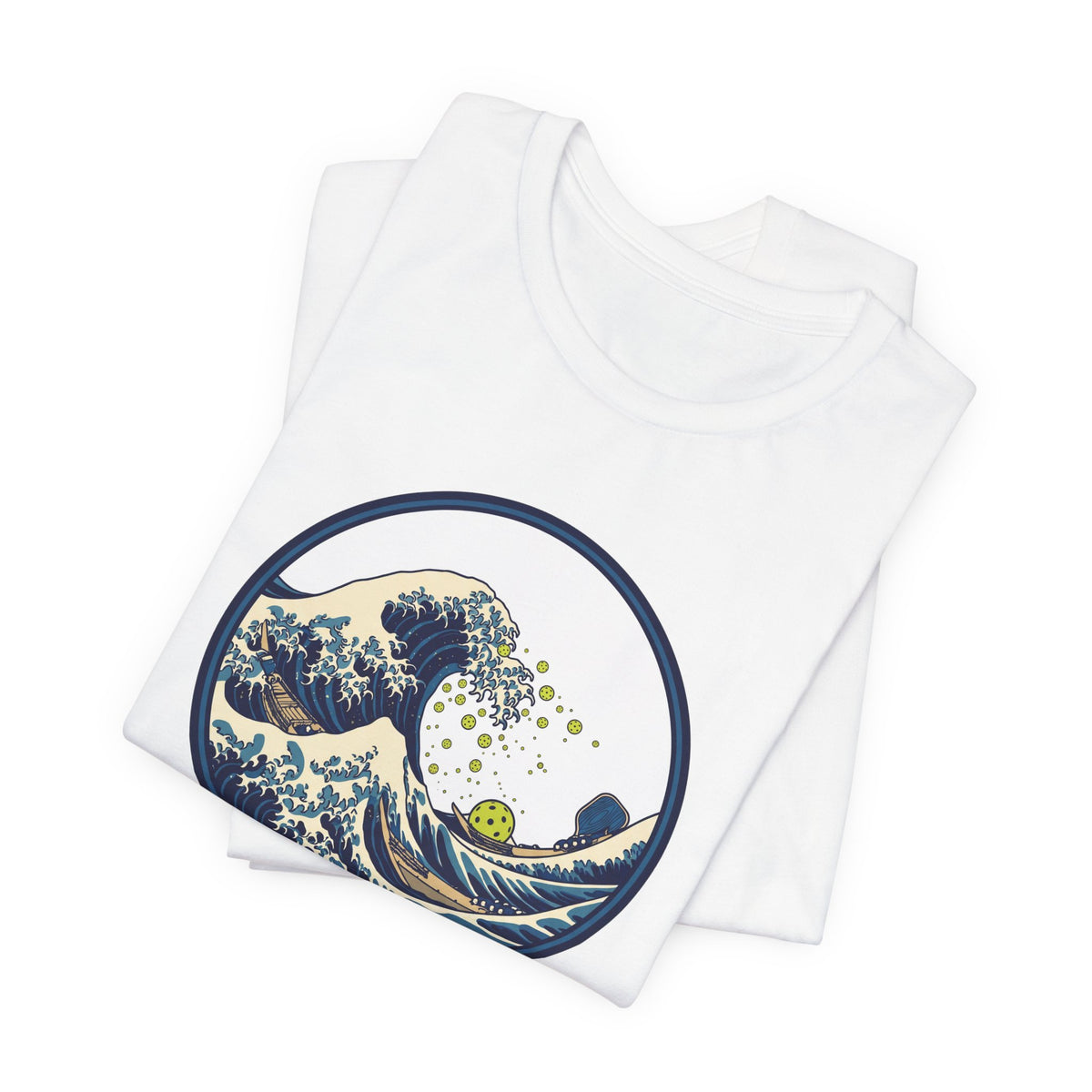 Great Wave Pickleball Shirt, Japanese Woodblock Art Tee, Vintage Wave with Pickleballs, Artsy Pickleball Gift