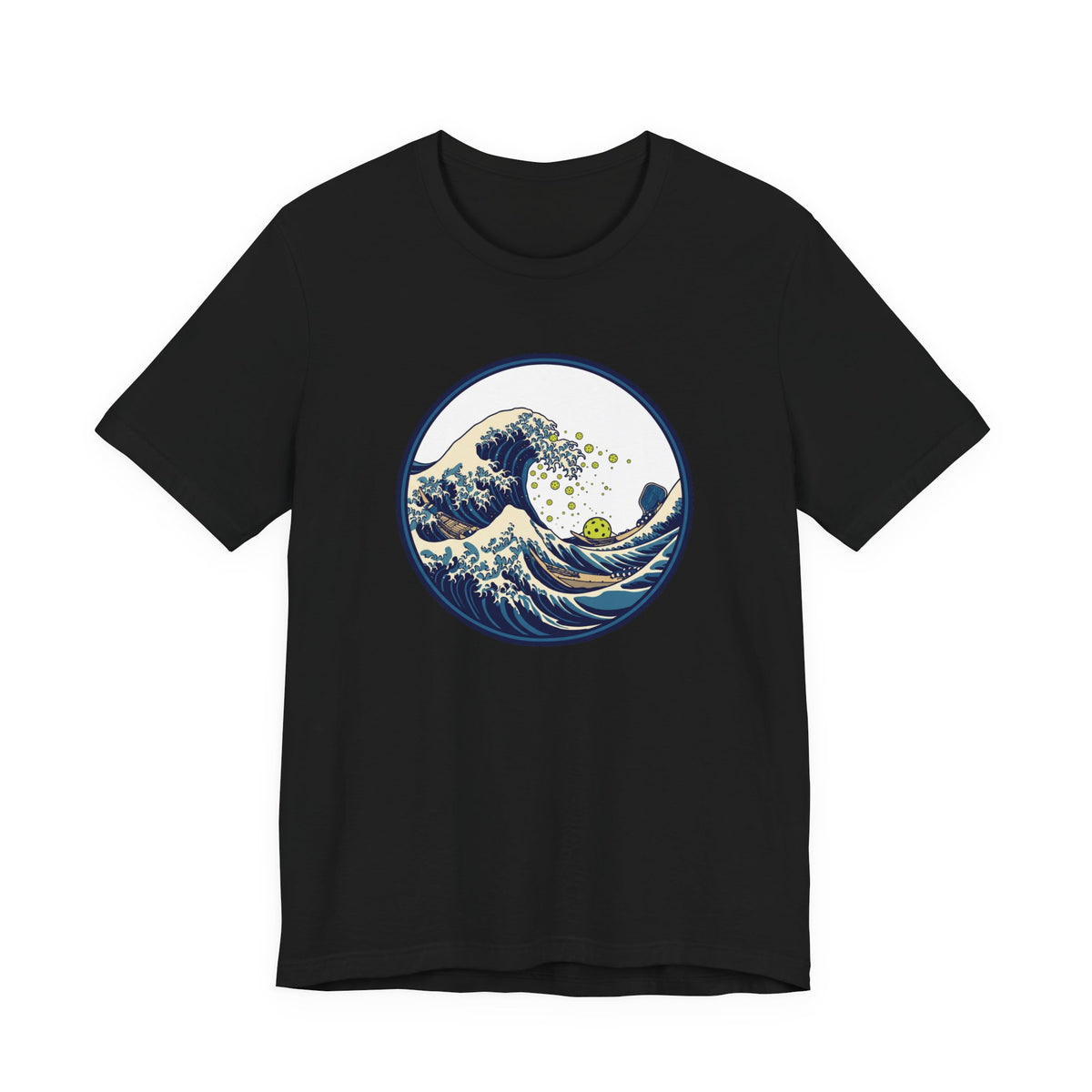 Great Wave Pickleball Shirt, Japanese Woodblock Art Tee, Vintage Wave with Pickleballs, Artsy Pickleball Gift
