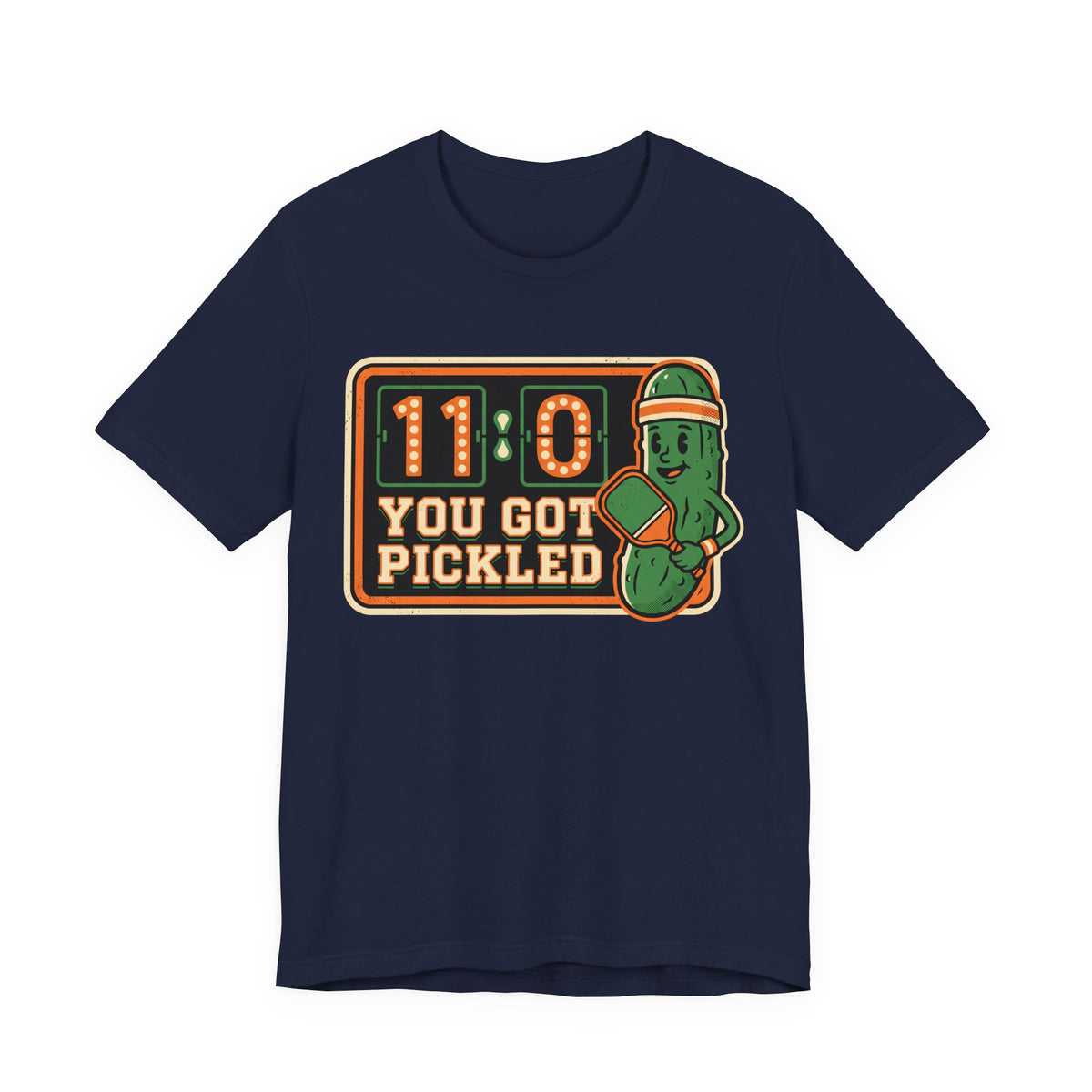 You Got Pickled 11-0 Pickleball Shirt, Funny Retro Scoreboard Tee with Pickle Mascot, Gift for Pickleball Players