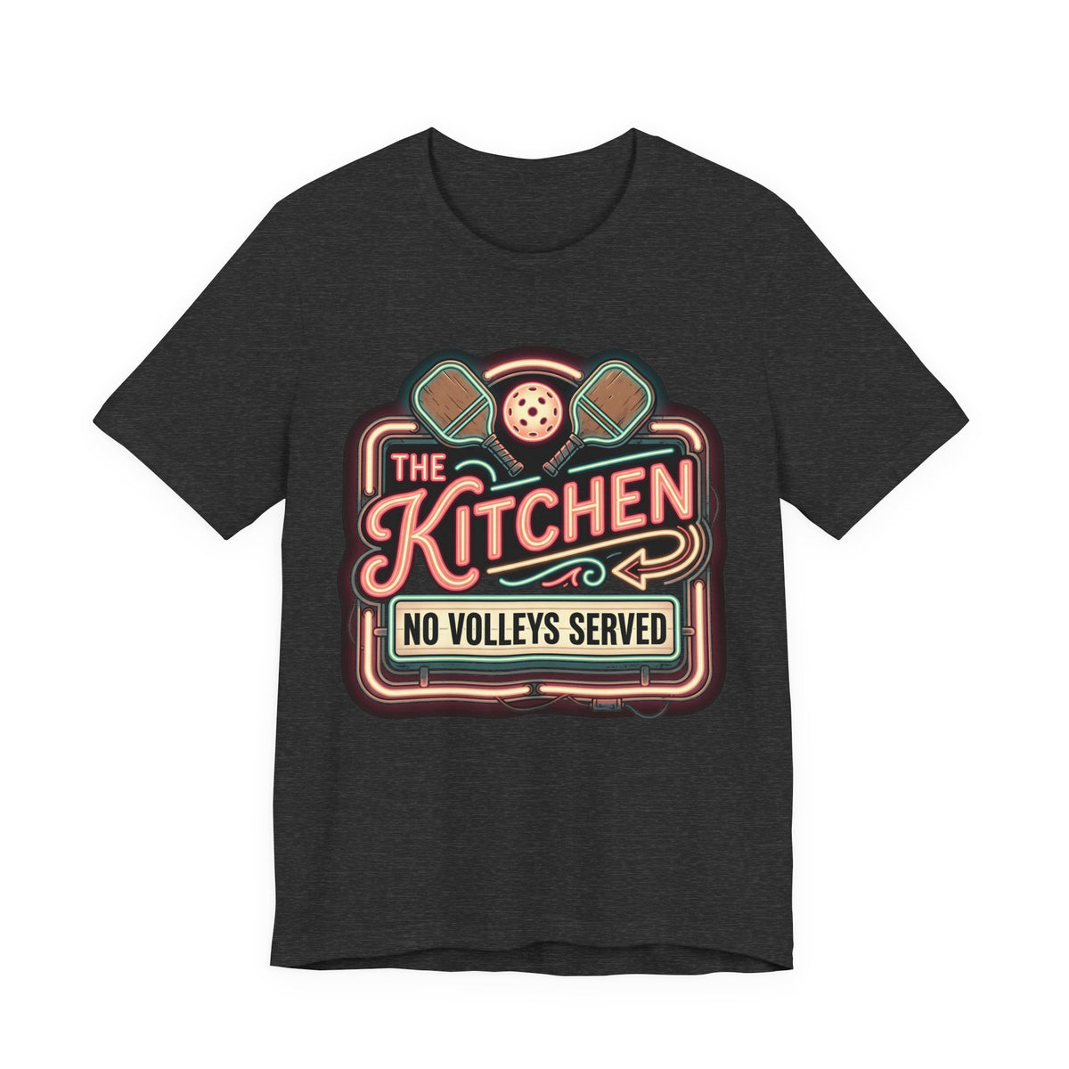 The Kitchen No Volleys Served Pickleball Shirt, Retro Neon Diner Sign Tee, Funny Kitchen Rule Gift for Players