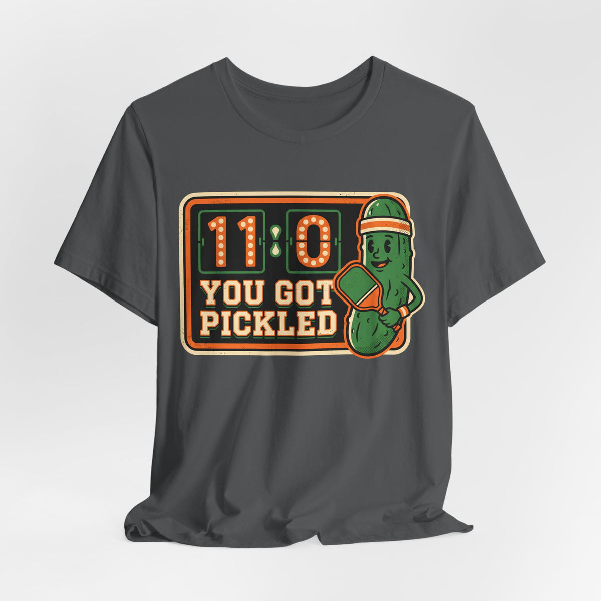 You Got Pickled 11-0 Pickleball Shirt, Funny Retro Scoreboard Tee with Pickle Mascot, Gift for Pickleball Players