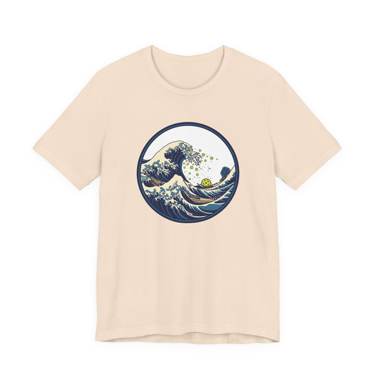 Great Wave Pickleball Shirt, Japanese Woodblock Art Tee, Vintage Wave with Pickleballs, Artsy Pickleball Gift