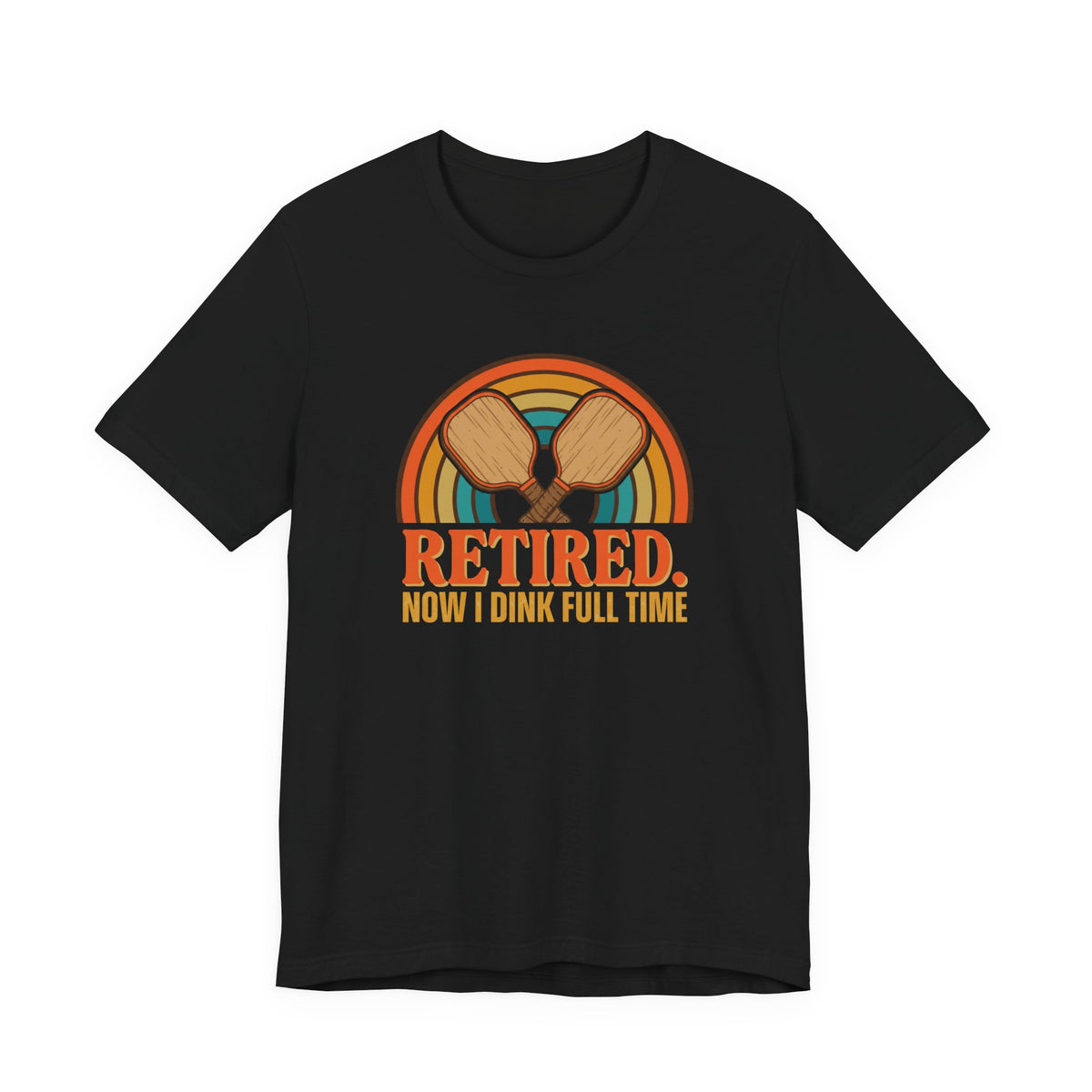 Retired Now I Dink Full Time Pickleball Shirt, Retro Rainbow Retirement Tee, Funny Pickleball Retirement Gift
