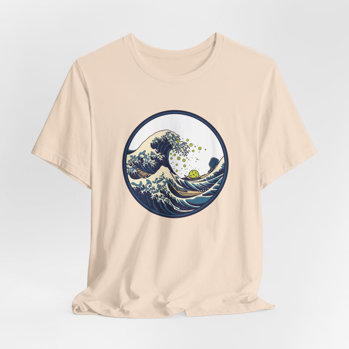 Great Wave Pickleball Shirt, Japanese Woodblock Art Tee, Vintage Wave with Pickleballs, Artsy Pickleball Gift