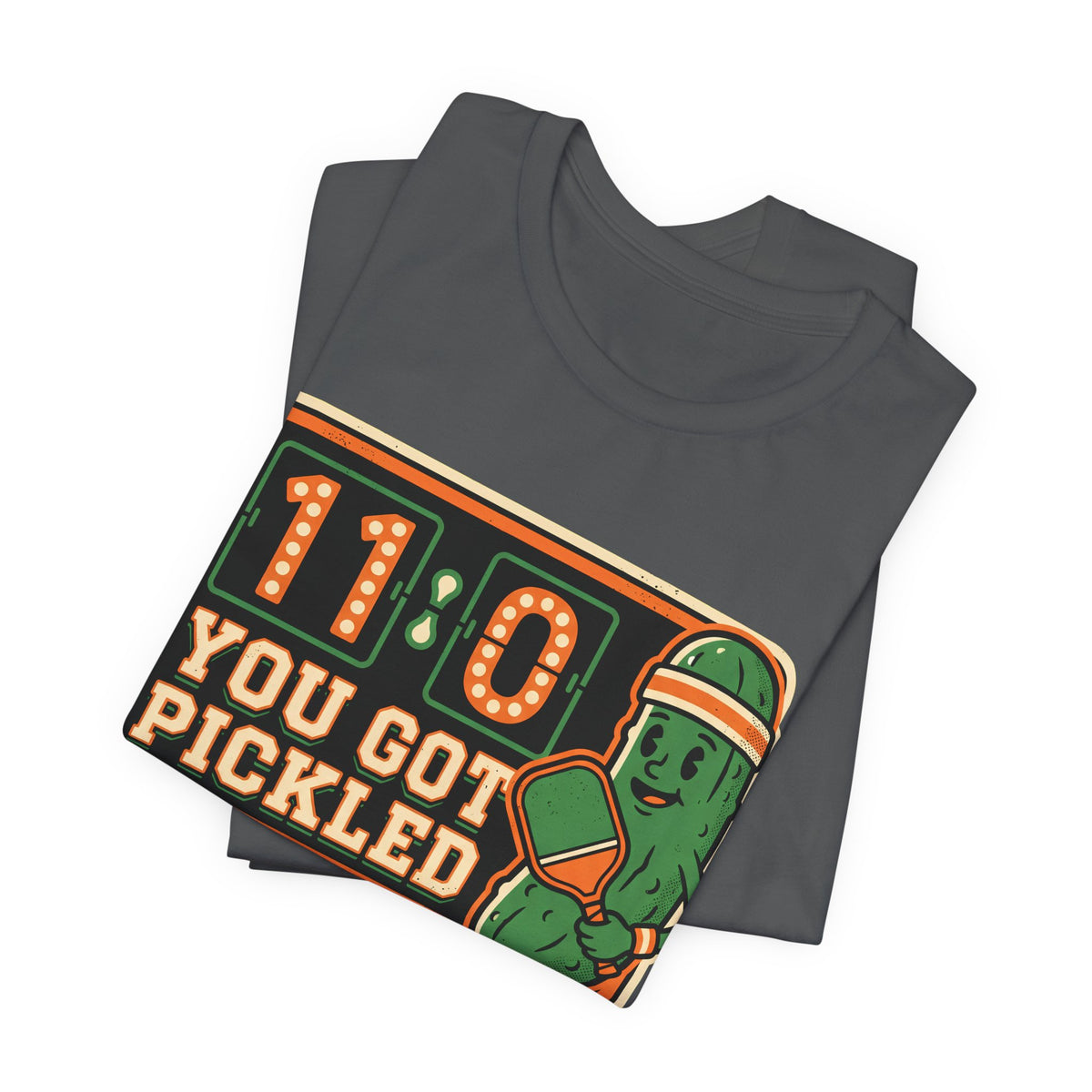 You Got Pickled 11-0 Pickleball Shirt, Funny Retro Scoreboard Tee with Pickle Mascot, Gift for Pickleball Players