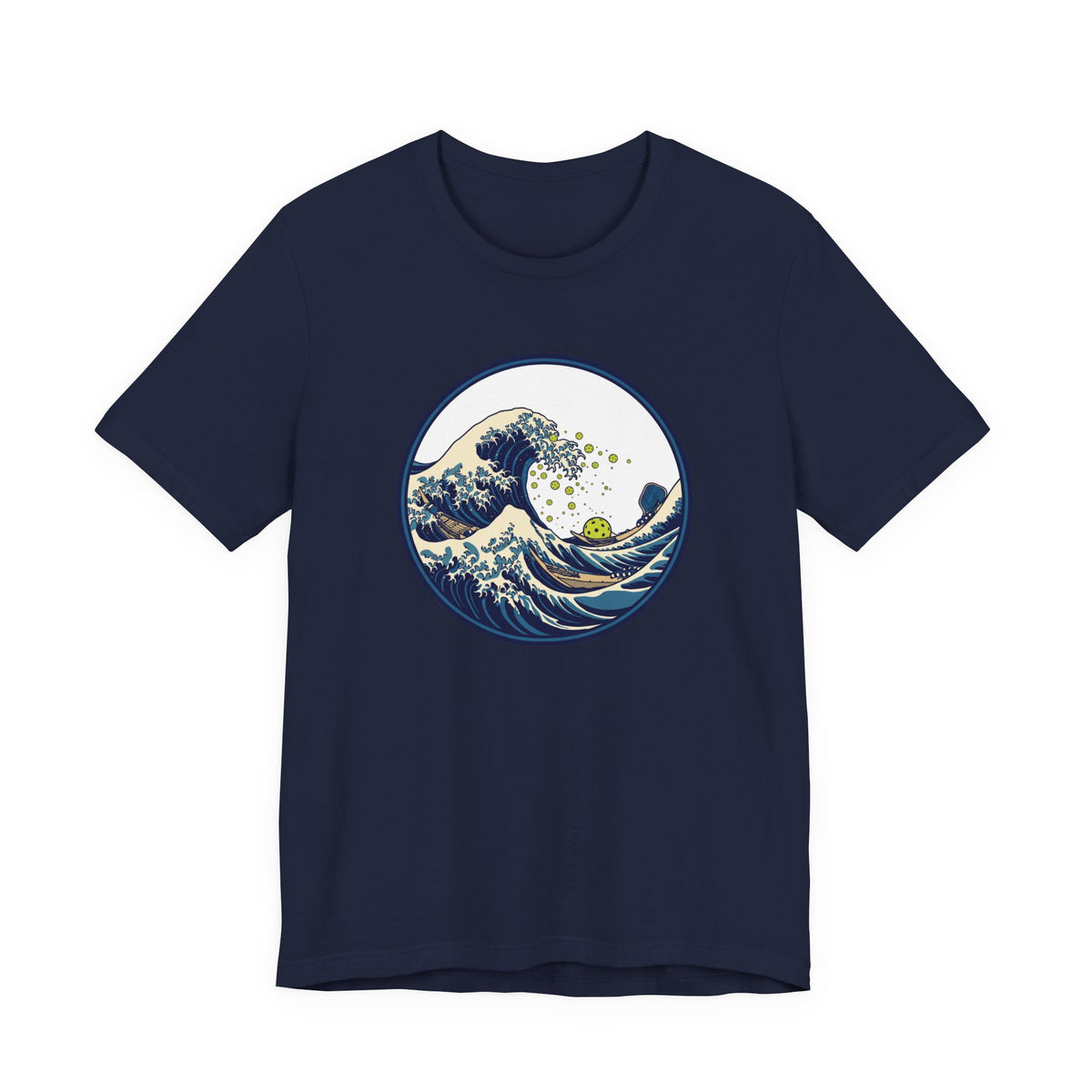 Great Wave Pickleball Shirt, Japanese Woodblock Art Tee, Vintage Wave with Pickleballs, Artsy Pickleball Gift