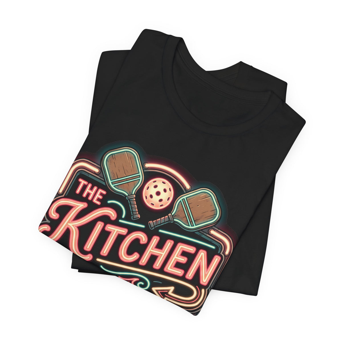 The Kitchen No Volleys Served Pickleball Shirt, Retro Neon Diner Sign Tee, Funny Kitchen Rule Gift for Players