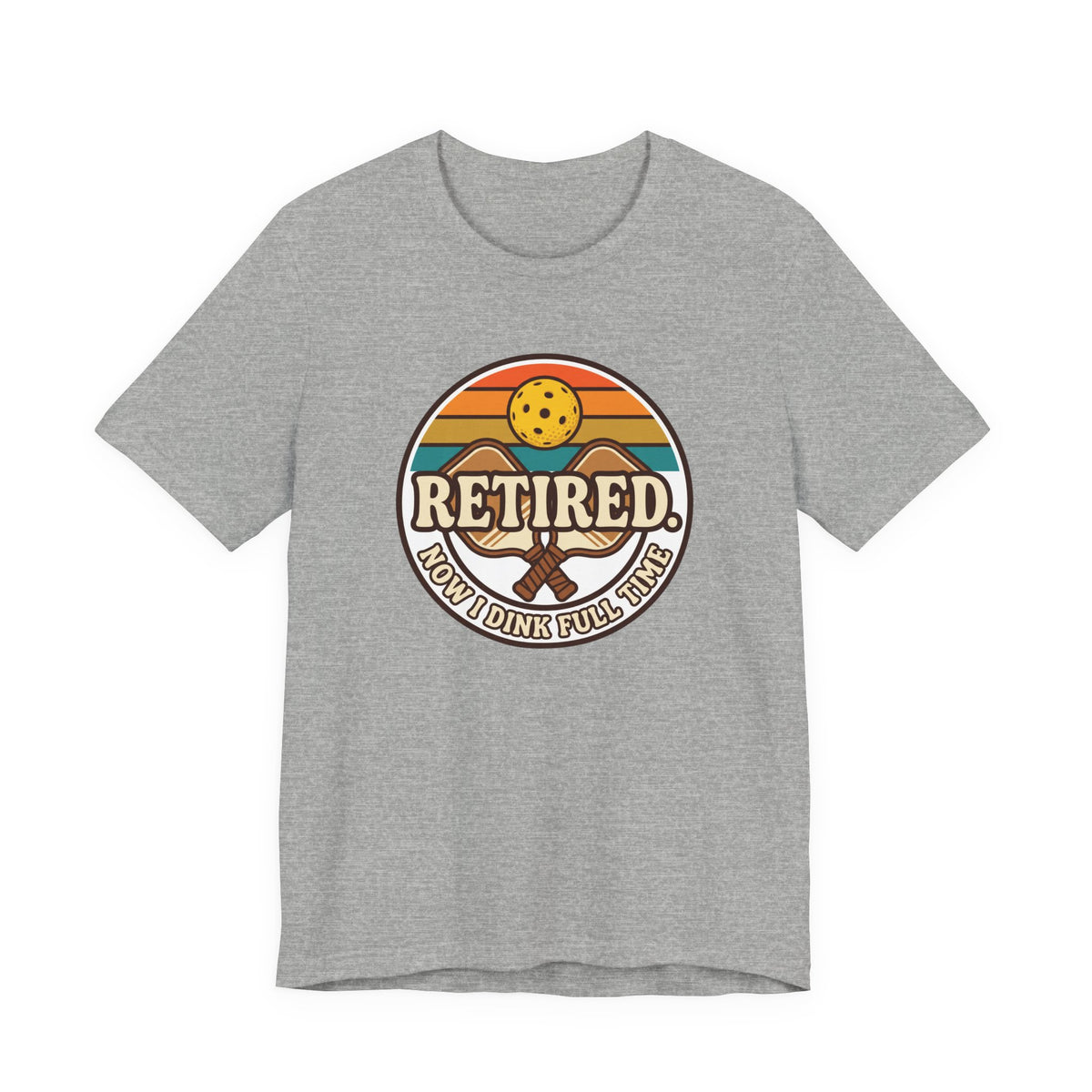 Retired Now I Dink Full Time Pickleball Shirt, Retro Sunset Badge Tee, Funny Pickleball Retirement Gift for Players