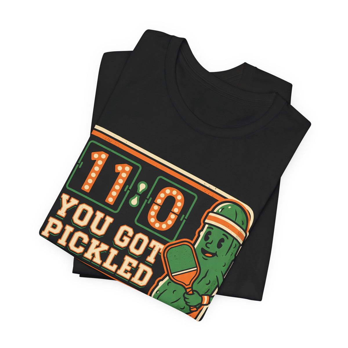 You Got Pickled 11-0 Pickleball Shirt, Funny Retro Scoreboard Tee with Pickle Mascot, Gift for Pickleball Players