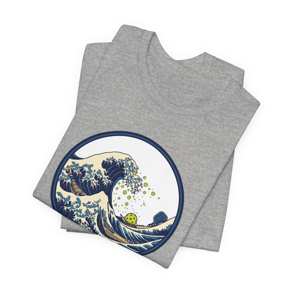Great Wave Pickleball Shirt, Japanese Woodblock Art Tee, Vintage Wave with Pickleballs, Artsy Pickleball Gift
