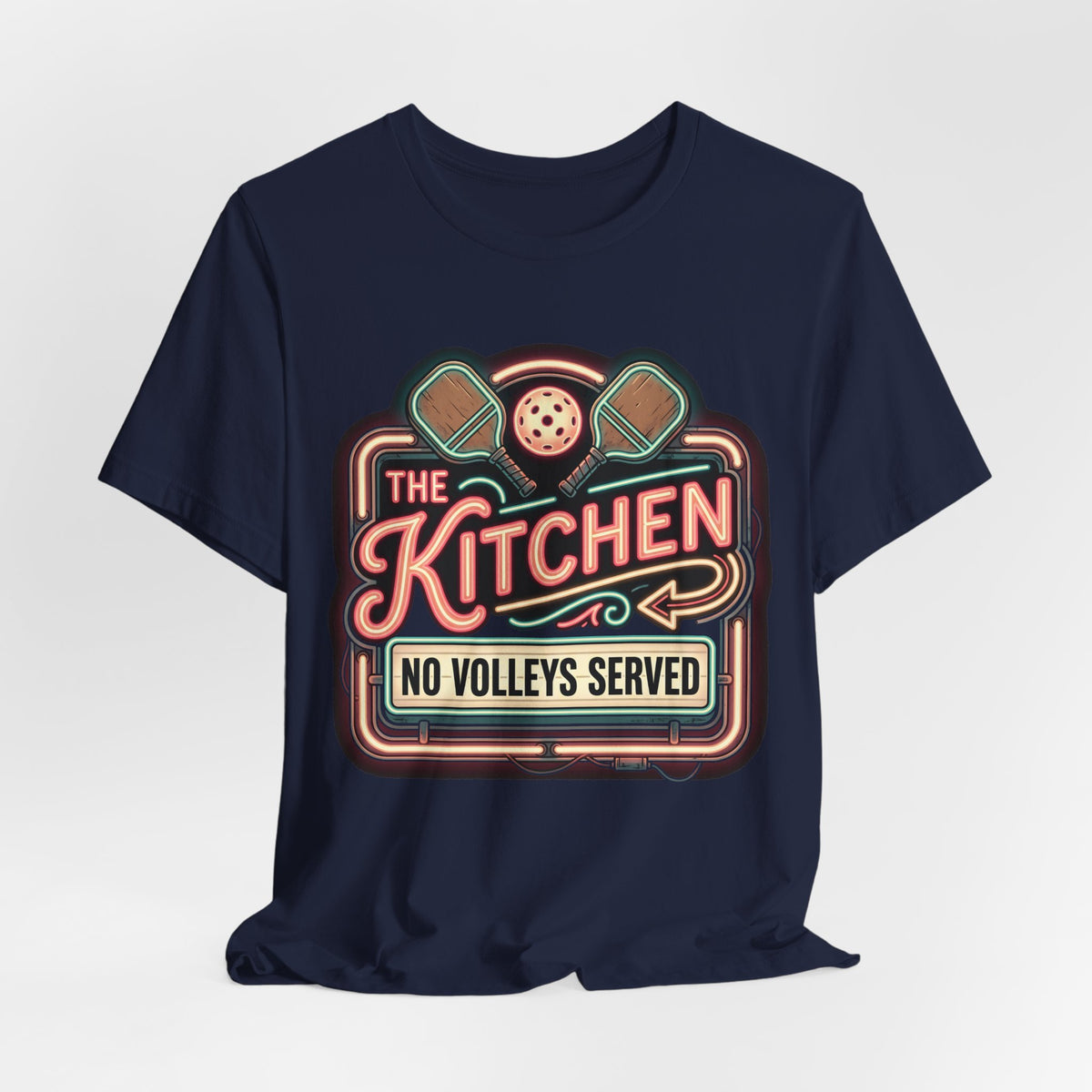 The Kitchen No Volleys Served Pickleball Shirt, Retro Neon Diner Sign Tee, Funny Kitchen Rule Gift for Players
