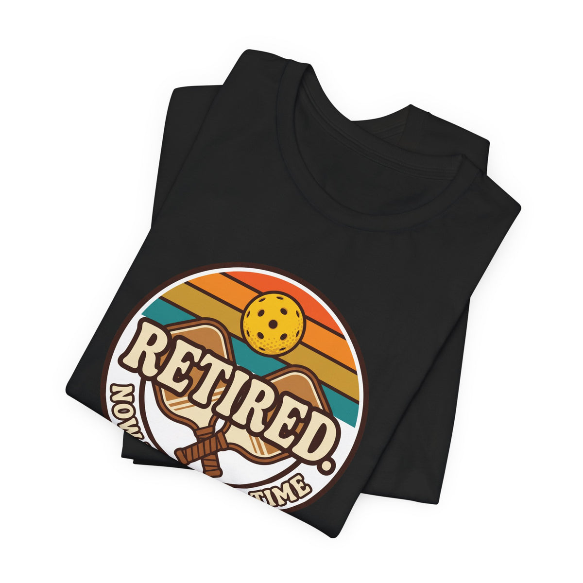 Retired Now I Dink Full Time Pickleball Shirt, Retro Sunset Badge Tee, Funny Pickleball Retirement Gift for Players