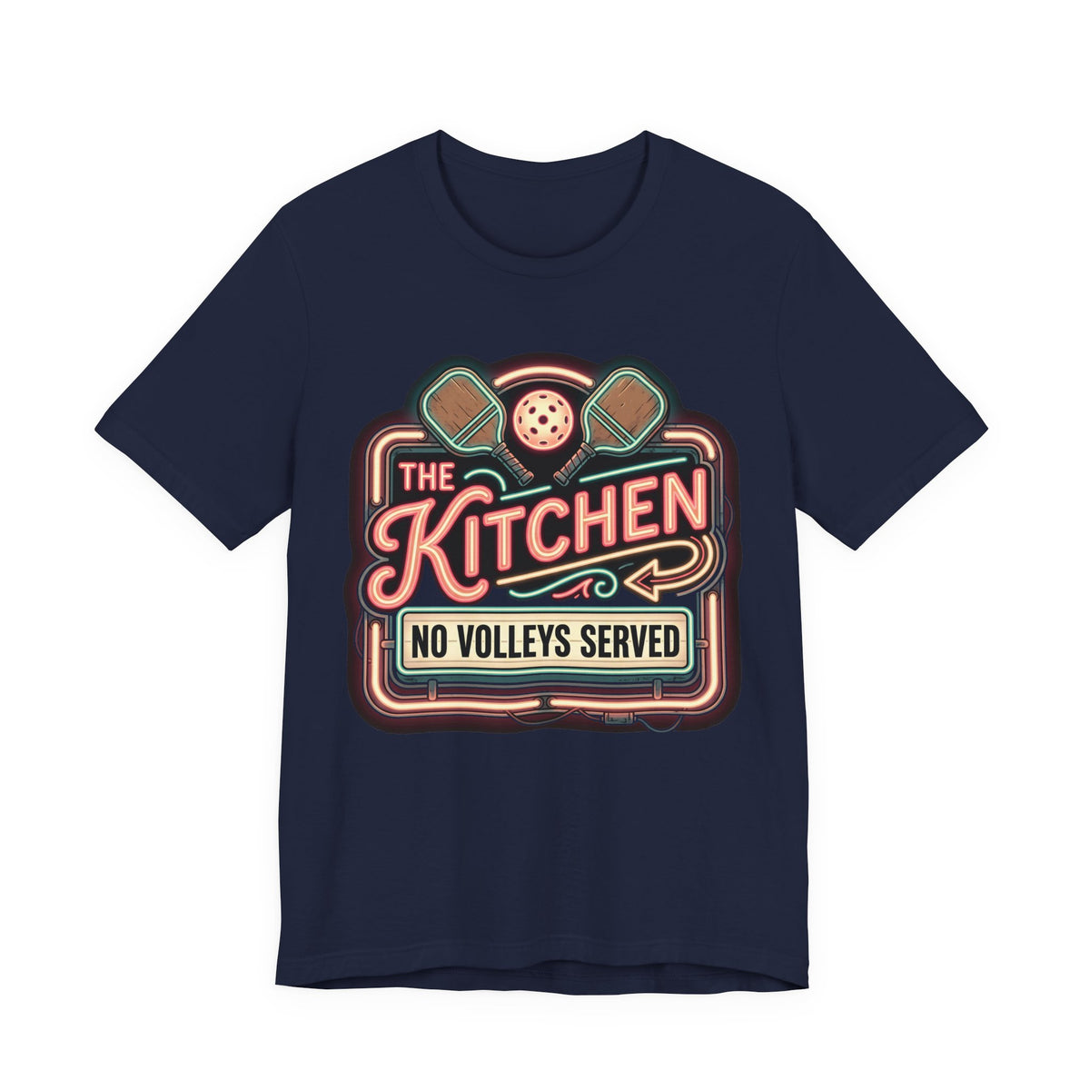 The Kitchen No Volleys Served Pickleball Shirt, Retro Neon Diner Sign Tee, Funny Kitchen Rule Gift for Players
