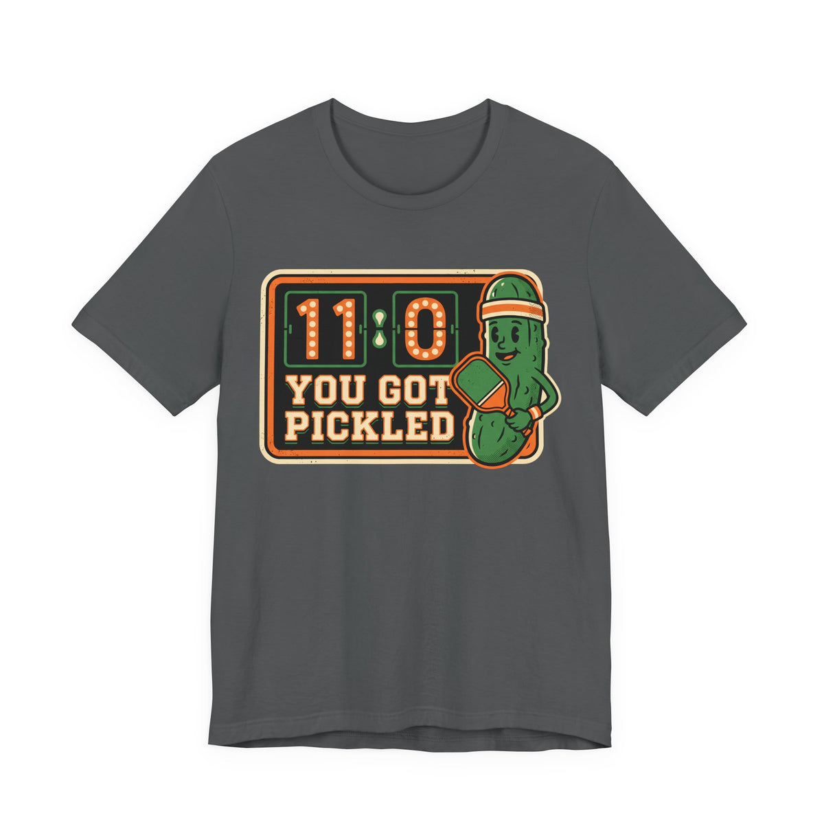 You Got Pickled 11-0 Pickleball Shirt, Funny Retro Scoreboard Tee with Pickle Mascot, Gift for Pickleball Players