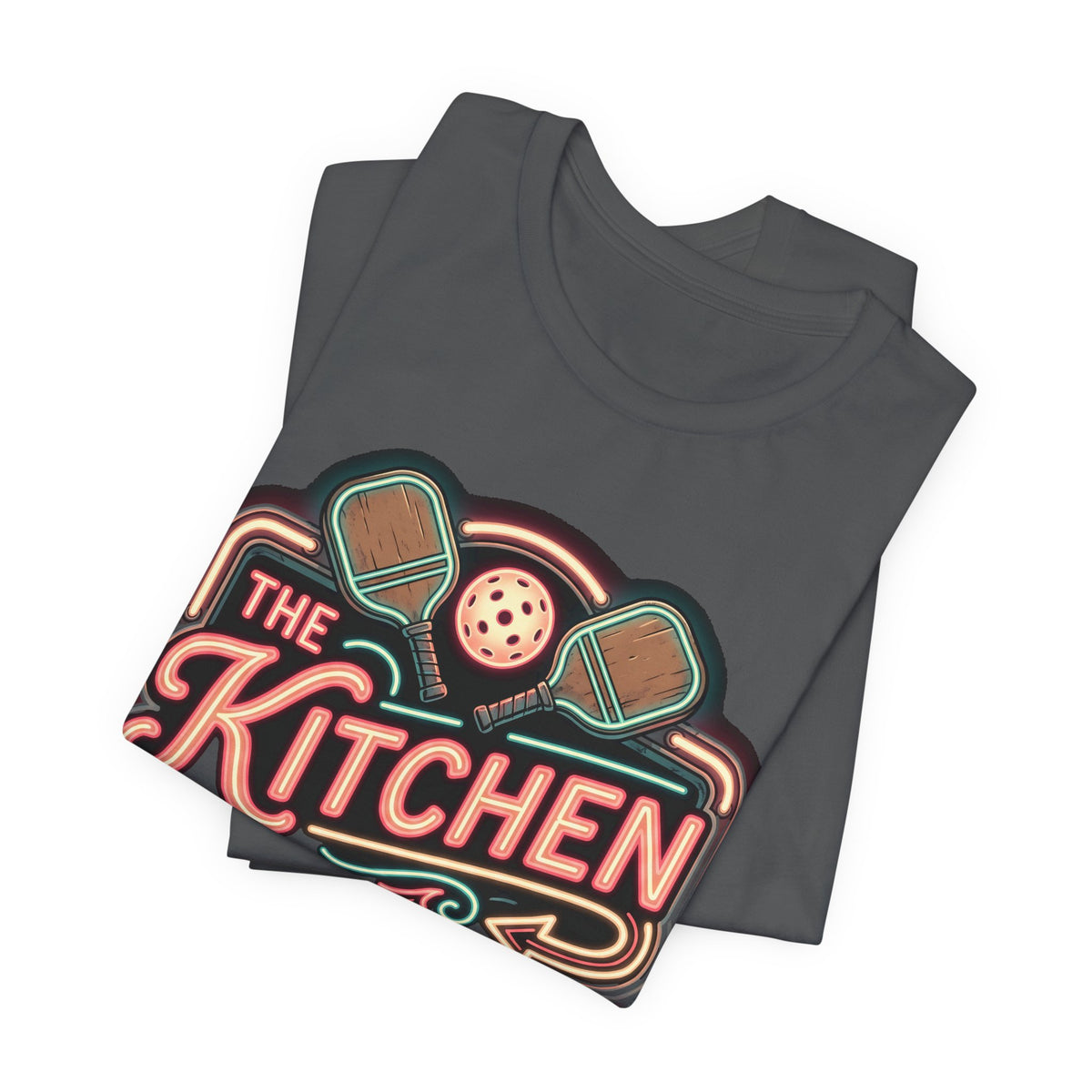The Kitchen No Volleys Served Pickleball Shirt, Retro Neon Diner Sign Tee, Funny Kitchen Rule Gift for Players