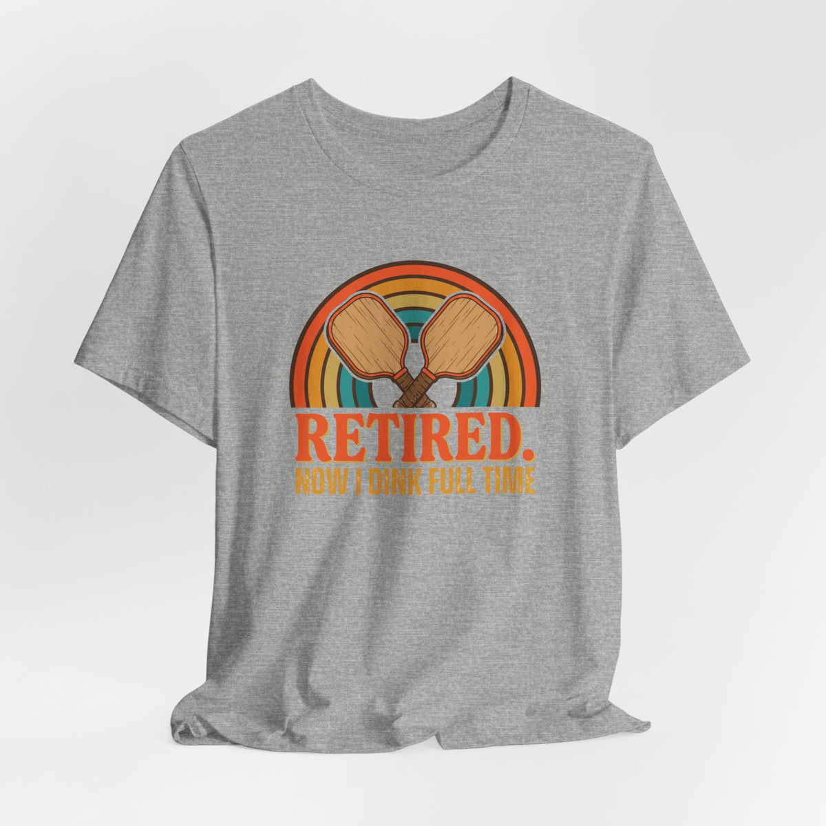 Retired Now I Dink Full Time Pickleball Shirt, Retro Rainbow Retirement Tee, Funny Pickleball Retirement Gift