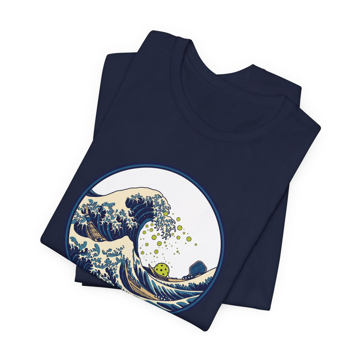 Great Wave Pickleball Shirt, Japanese Woodblock Art Tee, Vintage Wave with Pickleballs, Artsy Pickleball Gift